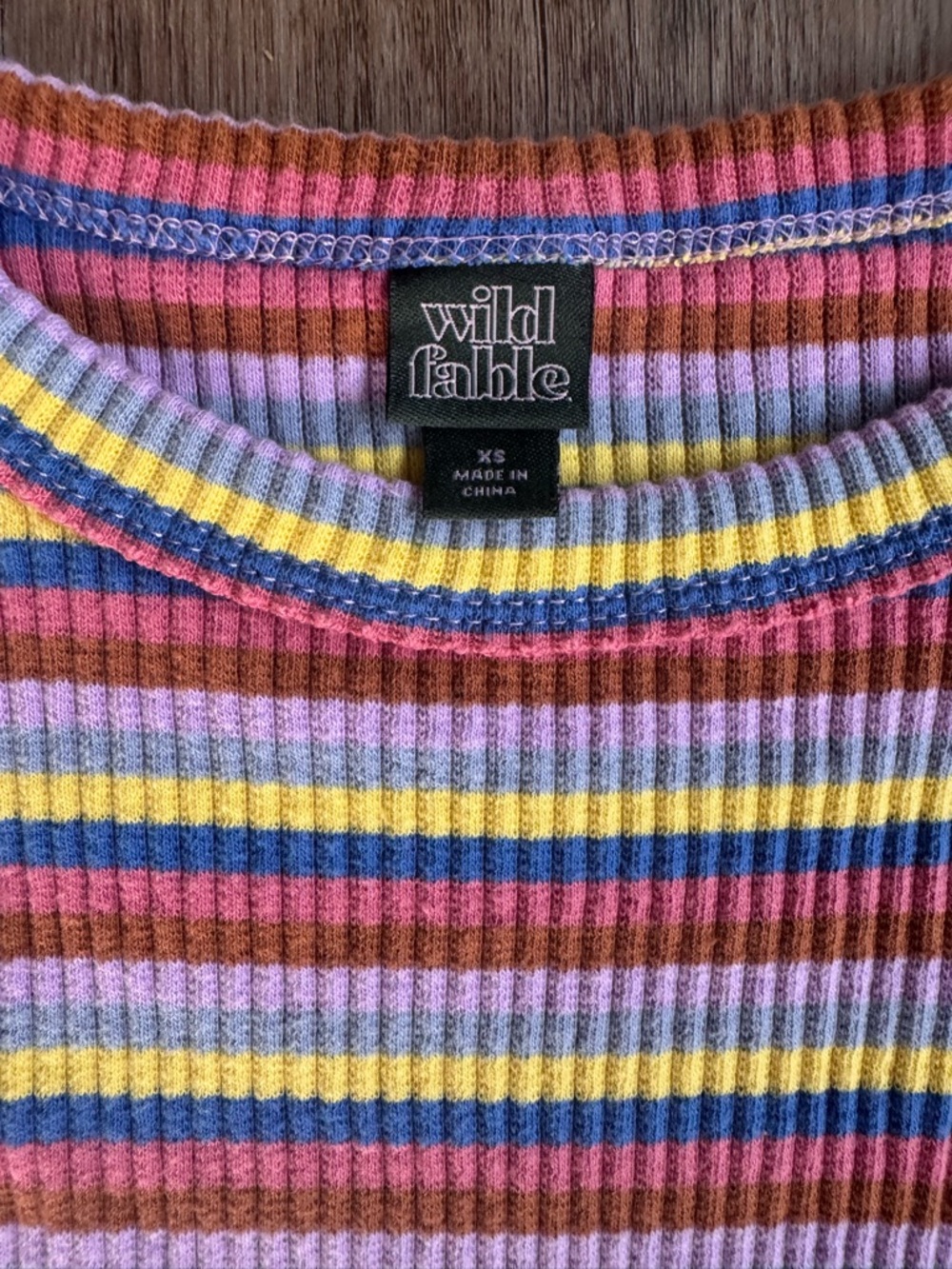 wild fable Striped Long-Sleeve Ribbed Crop Top - size XSmall - Picture 3 of 4